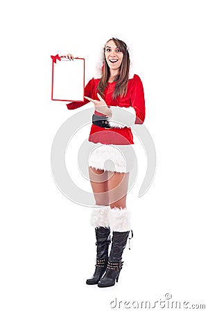 Christmas woman with an empty letter Stock Photo