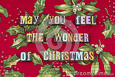 Christmas wonder joy charity kindness typography Stock Photo