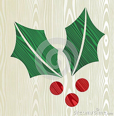 Christmas wooden mistletoe silhouette Vector Illustration