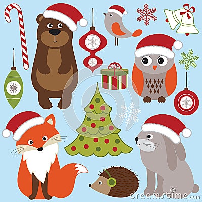 Christmas woodland animals Vector Illustration