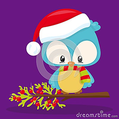 Christmas Woodland Owl 02 Vector Illustration