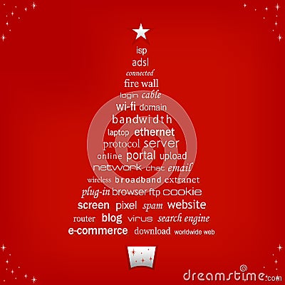 Christmas Word Tree Vector Illustration