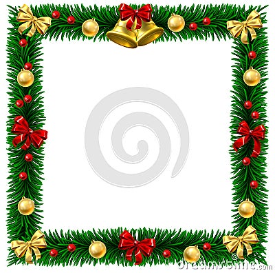 Christmas Wreath Border Frame Vector Illustration