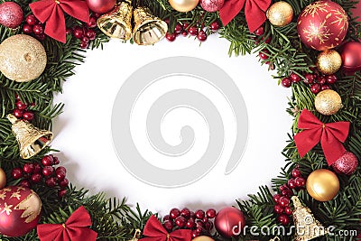 Christmas wreath border frame with white copy space Stock Photo