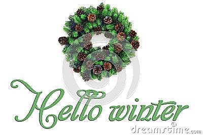 Christmas wreath on a clean background. Postcard Stock Photo