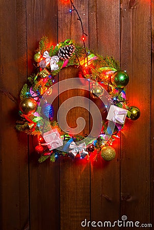 Christmas wreath on door Stock Photo