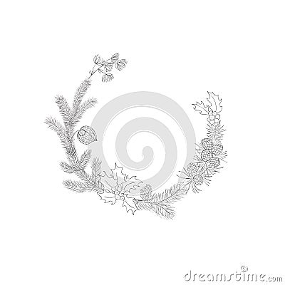 Christmas Wreath and Frame. Vector Vector Illustration