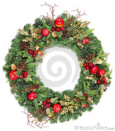 Christmas wreath with golden decoration Stock Photo