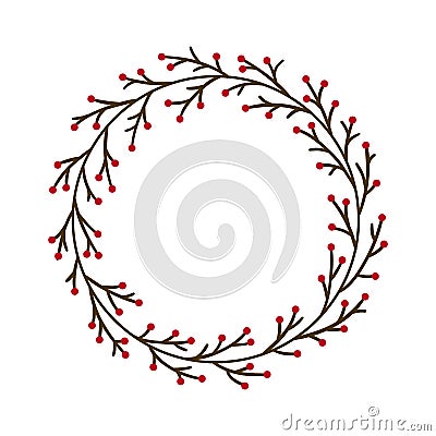 Christmas wreath. Hand drawn vector round frame for invitations, postcards, posters and more. Vector illustration Vector Illustration