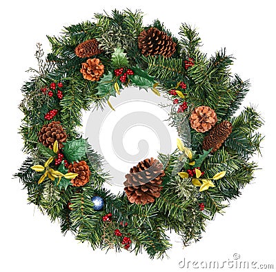 Christmas Wreath Isolated Stock Photo