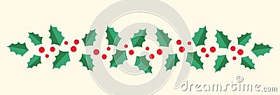 Christmas wreath leafs banner Vector Illustration