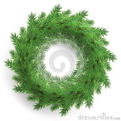 Christmas wreath made of realistic looking pine branches. EPS 10 Vector Illustration