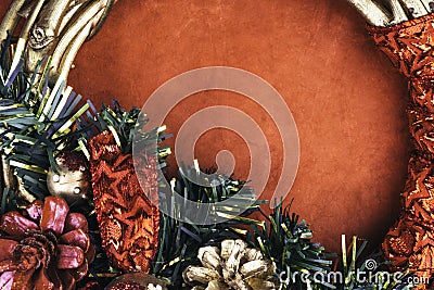 Christmas wreath on the red background Stock Photo