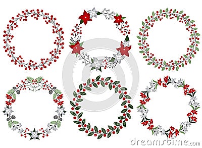 Christmas wreath set Vector Illustration