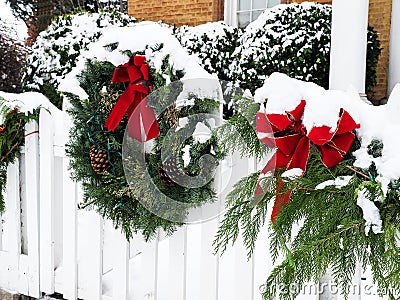 Christmas wreath in snow Stock Photo