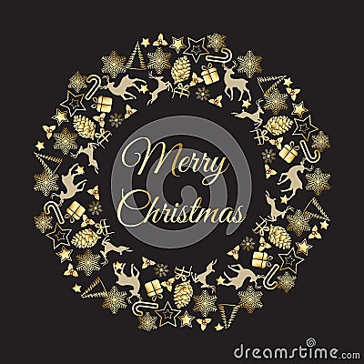 Christmas wreath vector illustration. Merry Christmas congratulations Vector Illustration