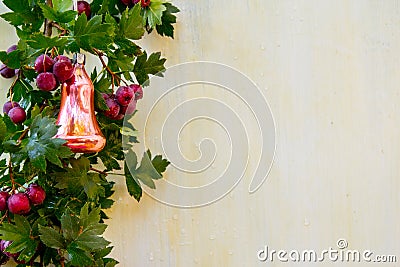 Christmas wreath on wooden door Stock Photo