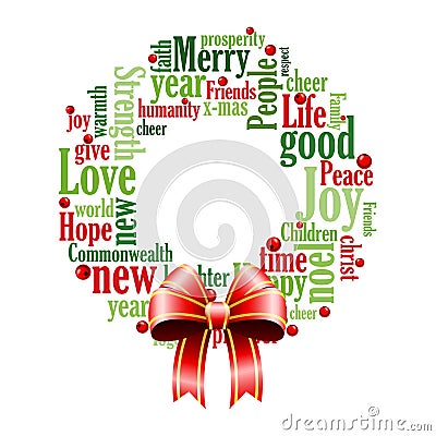 Christmas Wreath of Words Vector Illustration