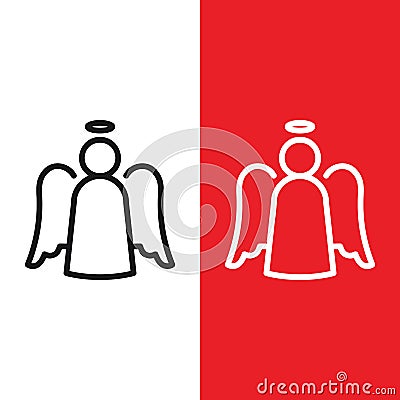 Christmas Xmas Angel Vector icon in Outline Style Vector Illustration