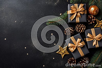 A christmas xmas background photo of some gifts, upper view, top view, postcard or invitation graphics Stock Photo