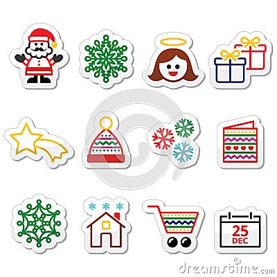 Christmas, Xmas celebrate icons set Stock Photo