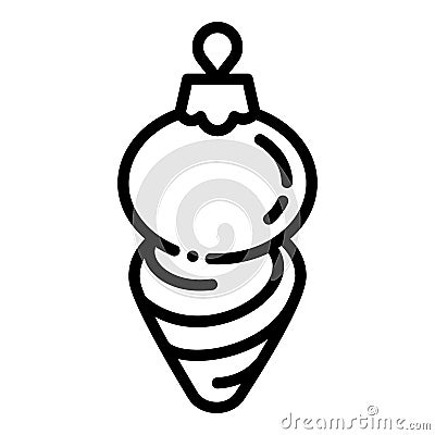 Christmas yellow cone tree toy icon, outline style Vector Illustration