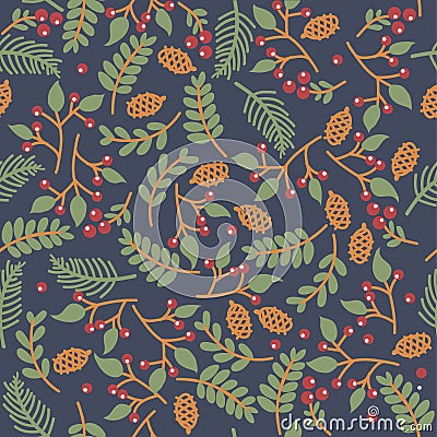 Christmass seamless floral texture Vector Illustration