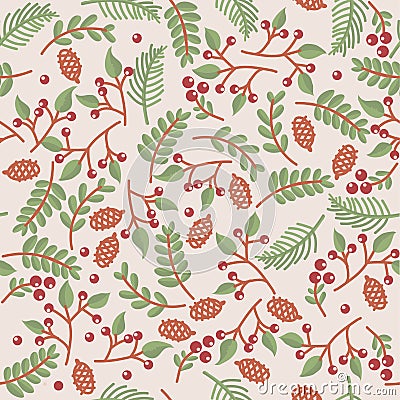 Christmass seamless floral texture Vector Illustration