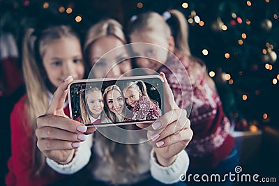 Christmastime December winter noel festive eve. Focus on smartph Stock Photo