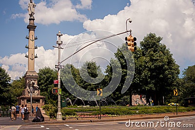 Christopher Columbus Circle Statue In New York City Editorial Stock Photo