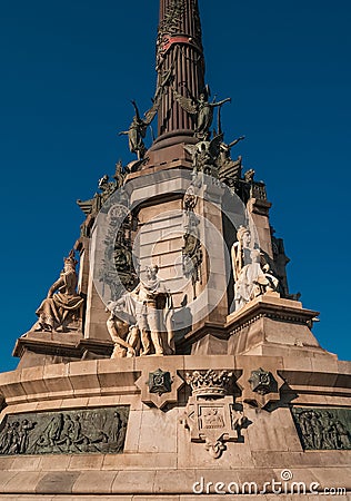 Christopher Columbus Column Statute in Barcelona, Spain Stock Photo