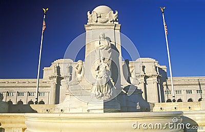 Christopher Columbus statue at Union Station, Washington, DC Stock Photo