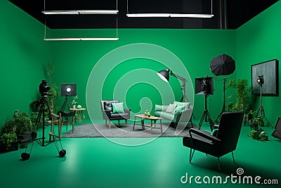 Chroma key compositing green backdrop. Generate Ai Stock Photo