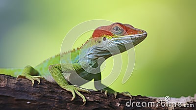 Chromatic Charm - Colorful Carolina anole (anolis) lizard. Generative AI Stock Photo
