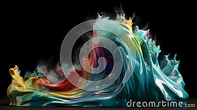 Chromatic harmony journey, vibrant paint wave background Stock Photo