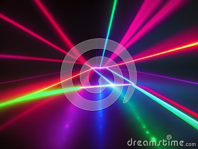 Chromatic Rays: Mesmerizing Random Color Laser Lighting Display Stock Photo