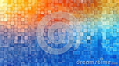 Chromatic Symmetry: Abstract Rectangular Mosaic with Blue to Orange Gradient Stock Photo