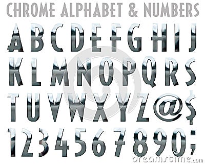 Chrome Alphabet and Numbers Stock Photo