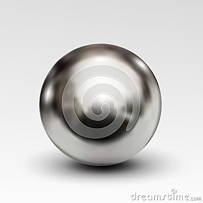 Chrome ball realistic on white background Vector Illustration