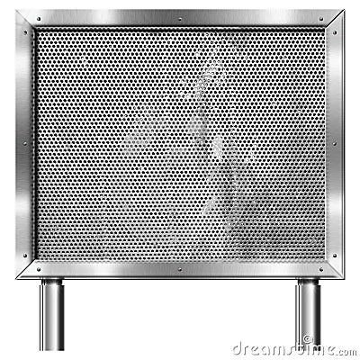 Chrome Billboard with Metal Grid Stock Photo