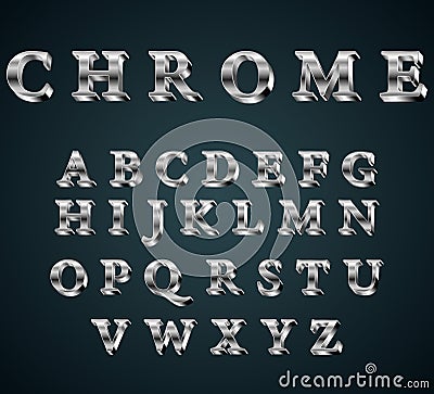 chrome 3D alphabet. Vector Illustration