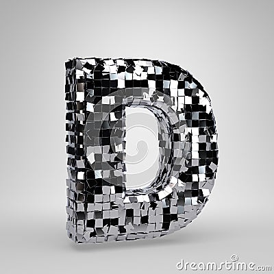 Chrome Disco ball uppercase letter D isolated on white background. 3D rendered alphabet Stock Photo