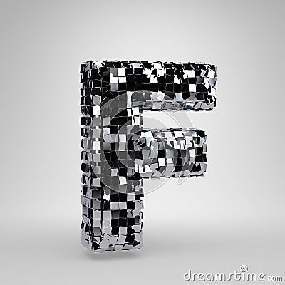 Chrome Disco ball uppercase letter F isolated on white background. 3D rendered alphabet Stock Photo