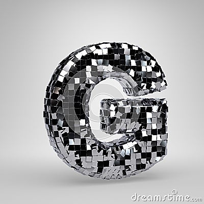 Chrome Disco ball uppercase letter G isolated on white background. 3D rendered alphabet Stock Photo