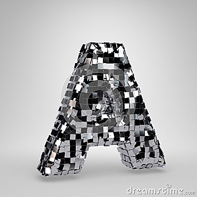 Chrome Disco ball uppercase letter A isolated on white background. 3D rendered alphabet Stock Photo