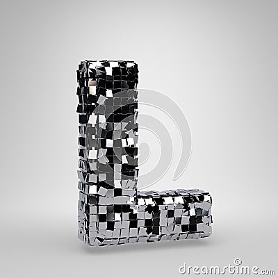 Chrome Disco ball uppercase letter L isolated on white background. 3D rendered alphabet Stock Photo