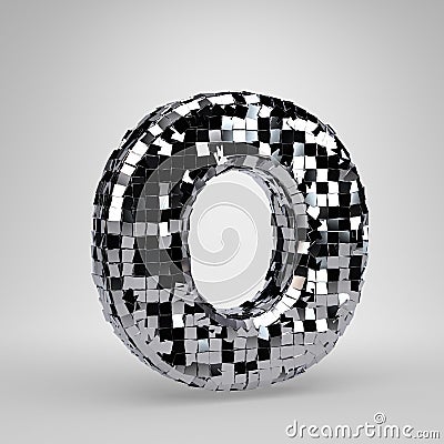 Chrome Disco ball uppercase letter O isolated on white background. 3D rendered alphabet Stock Photo