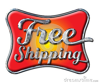 Chrome Free Shipping Lettering on white Stock Photo