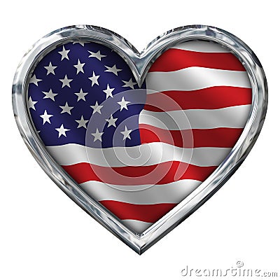 Chrome Heart with Flag on white Stock Photo