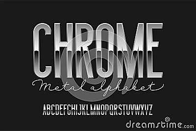 Chrome metal alphabet Vector Illustration